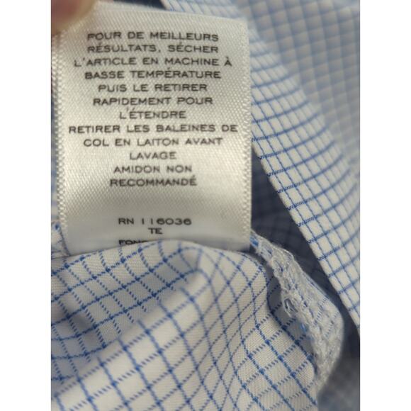 Charles Tyrwhitt Mens 17 34 Extra Slim Fit Dress Shirt Blue Check Non Iron - Picture 11 of 11